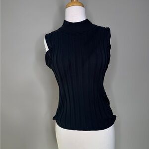 Claudia D. 100% Silk Ribbed Knit Top Size Large Mock-Neck Layer